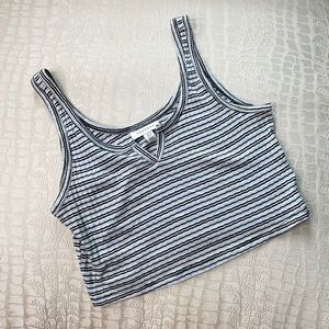 Top shop Navy Striped Crop Top